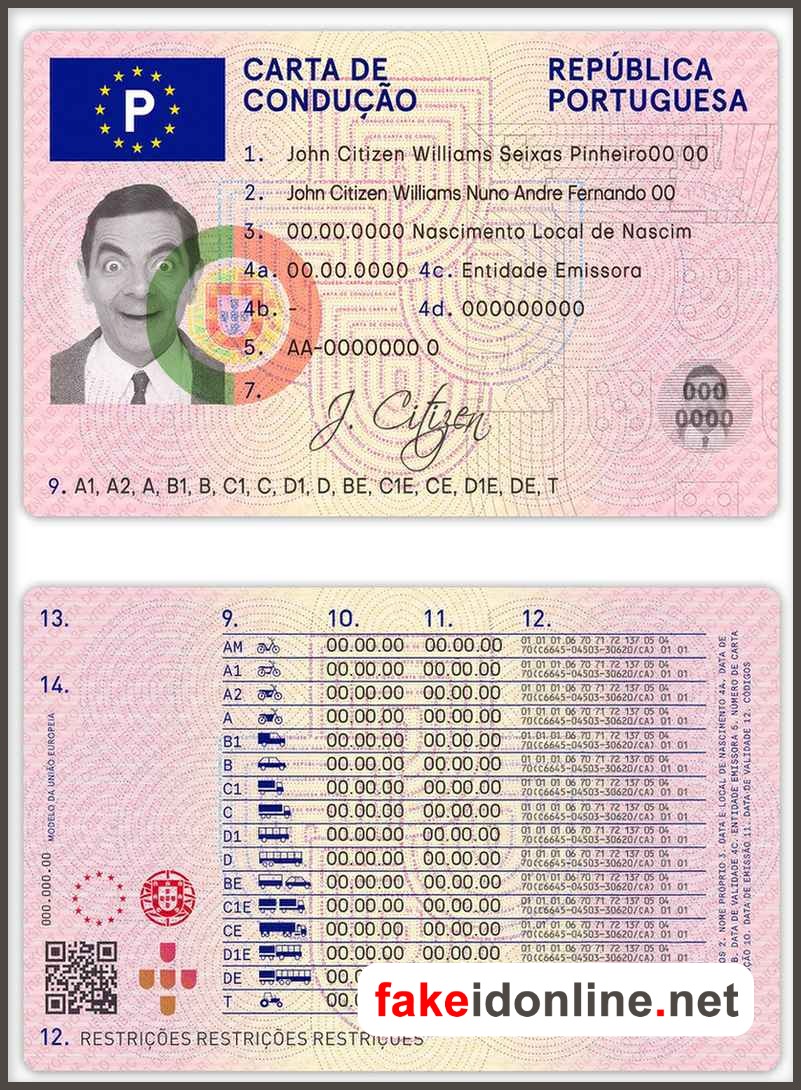 Portugal Driver License PSD Template